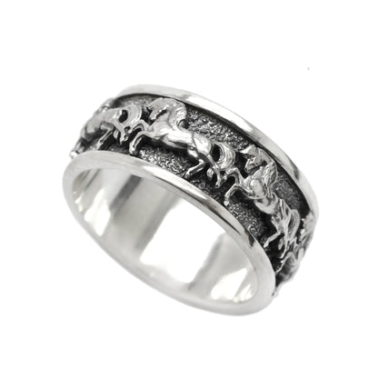 Lucky Horses Wedding Ring Engagement Silver 925 or Gold 14k