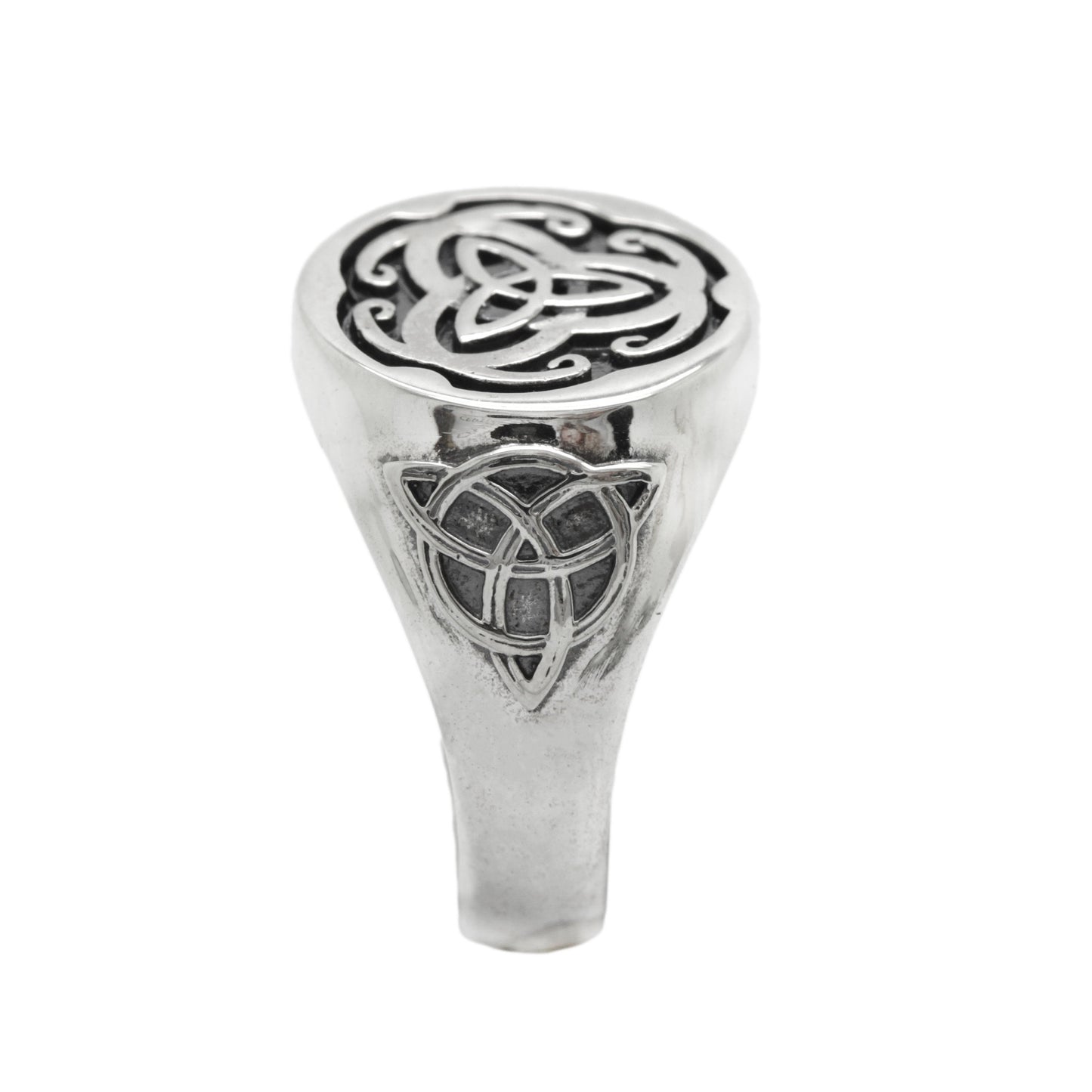 Slavic Triquetra, Celtic Triple Knot, Mens Ring Signet, Sterling Silver 925