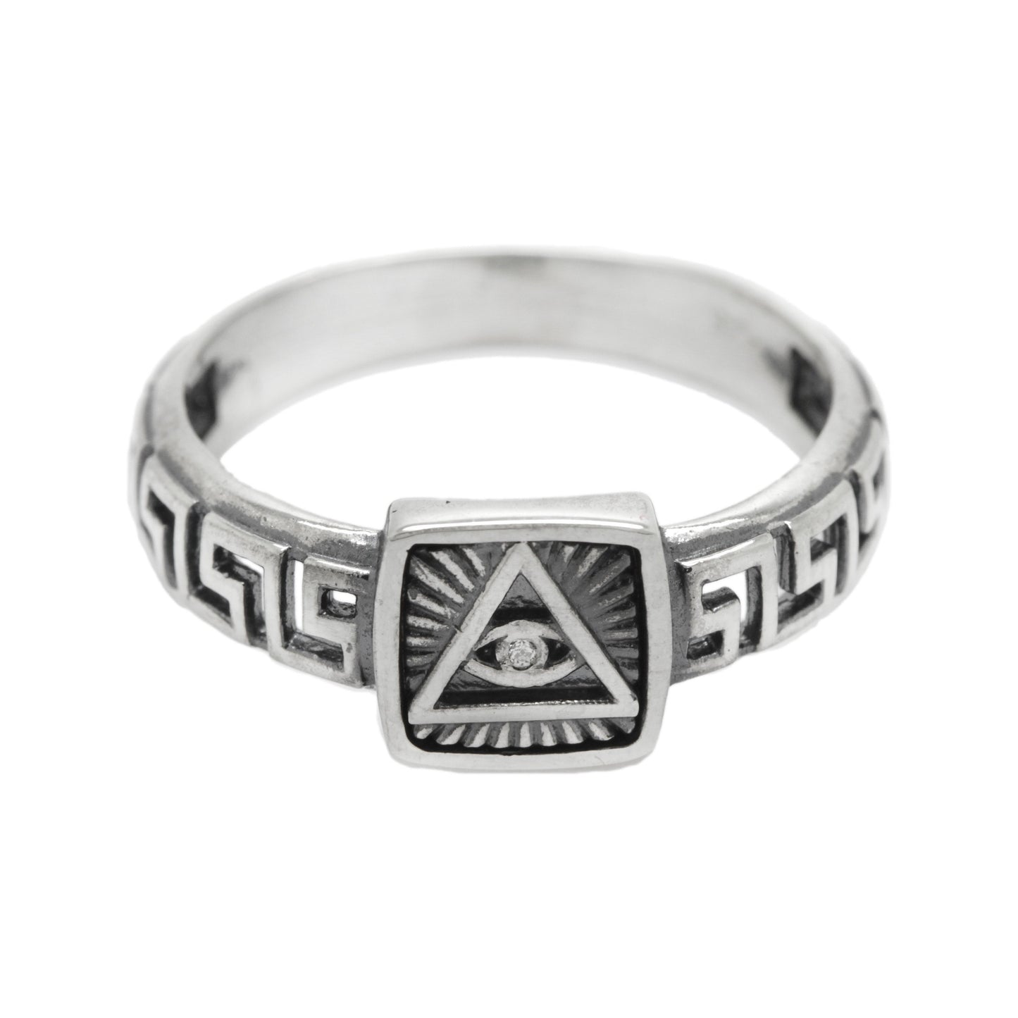 All Seeing Eye Providence Masonic Freemasonry Men's Ring Silver 925