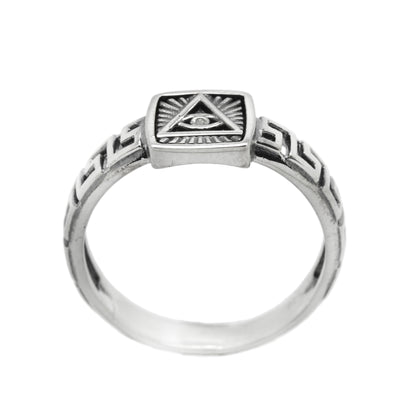 All Seeing Eye Providence Masonic Freemasonry Men's Ring Silver 925