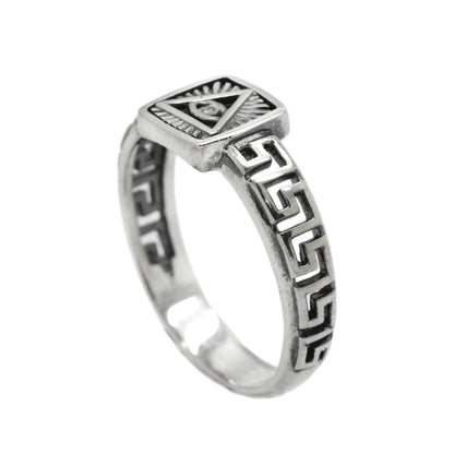 All Seeing Eye Providence Masonic Freemasonry Men's Ring Silver 925