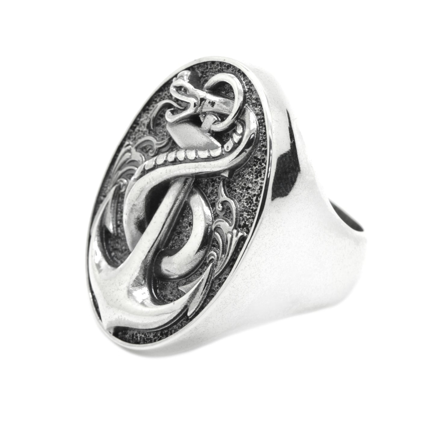 Schlangen-Anker-Ring Sterling Silber Herrenring Siegel 925