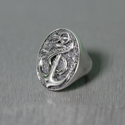 Schlangen-Anker-Ring Sterling Silber Herrenring Siegel 925