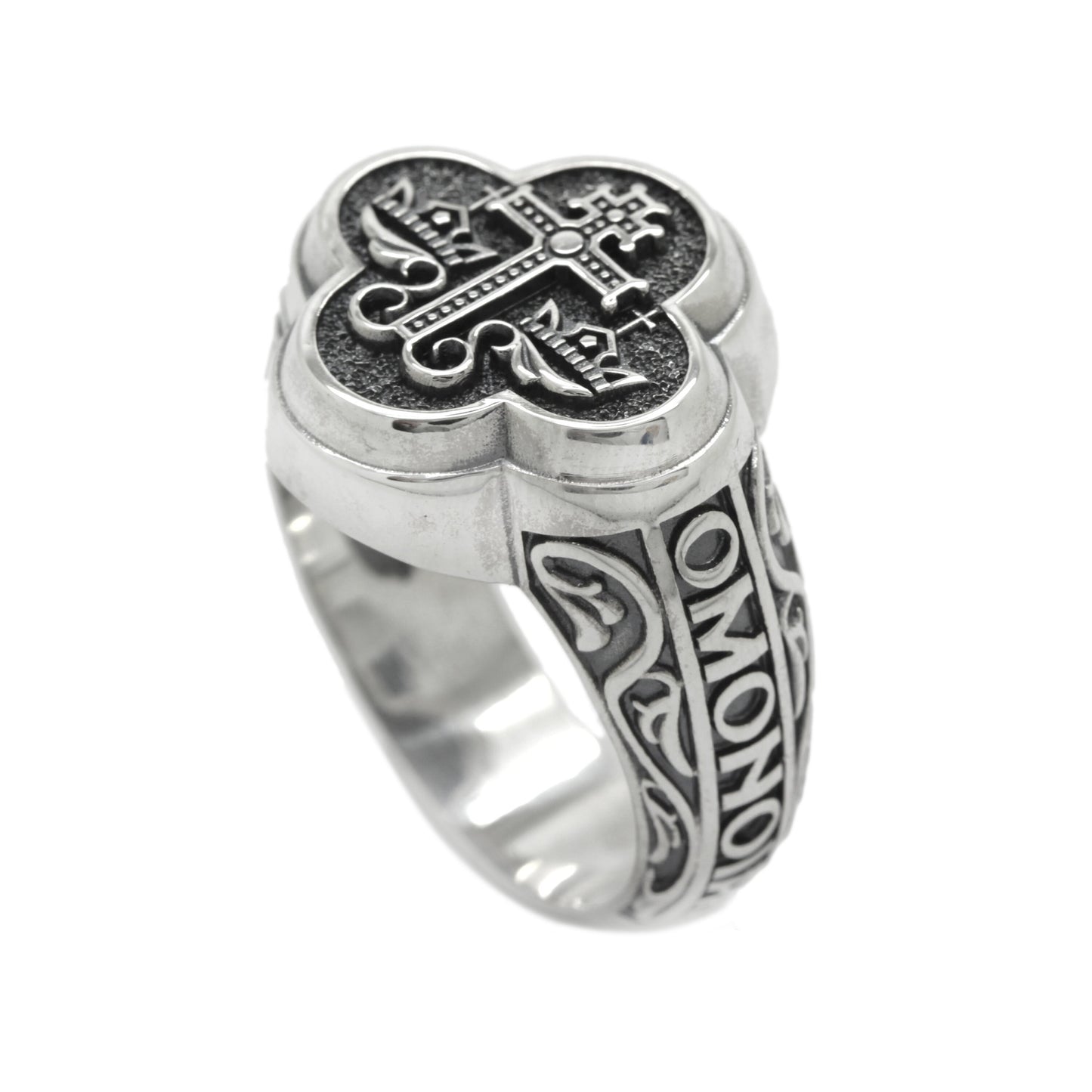 Ancient Blessing Orthodox Byzantine Mens Signet Ring Sterling Silver 925