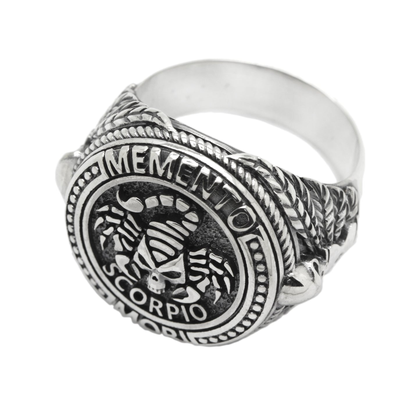 Skorpion Memento Mori, Sternzeichen-Schädel-Ring, Sterling Silber 925