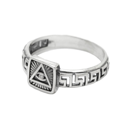 All Seeing Eye Providence Masonic Freemasonry Men's Ring Silver 925