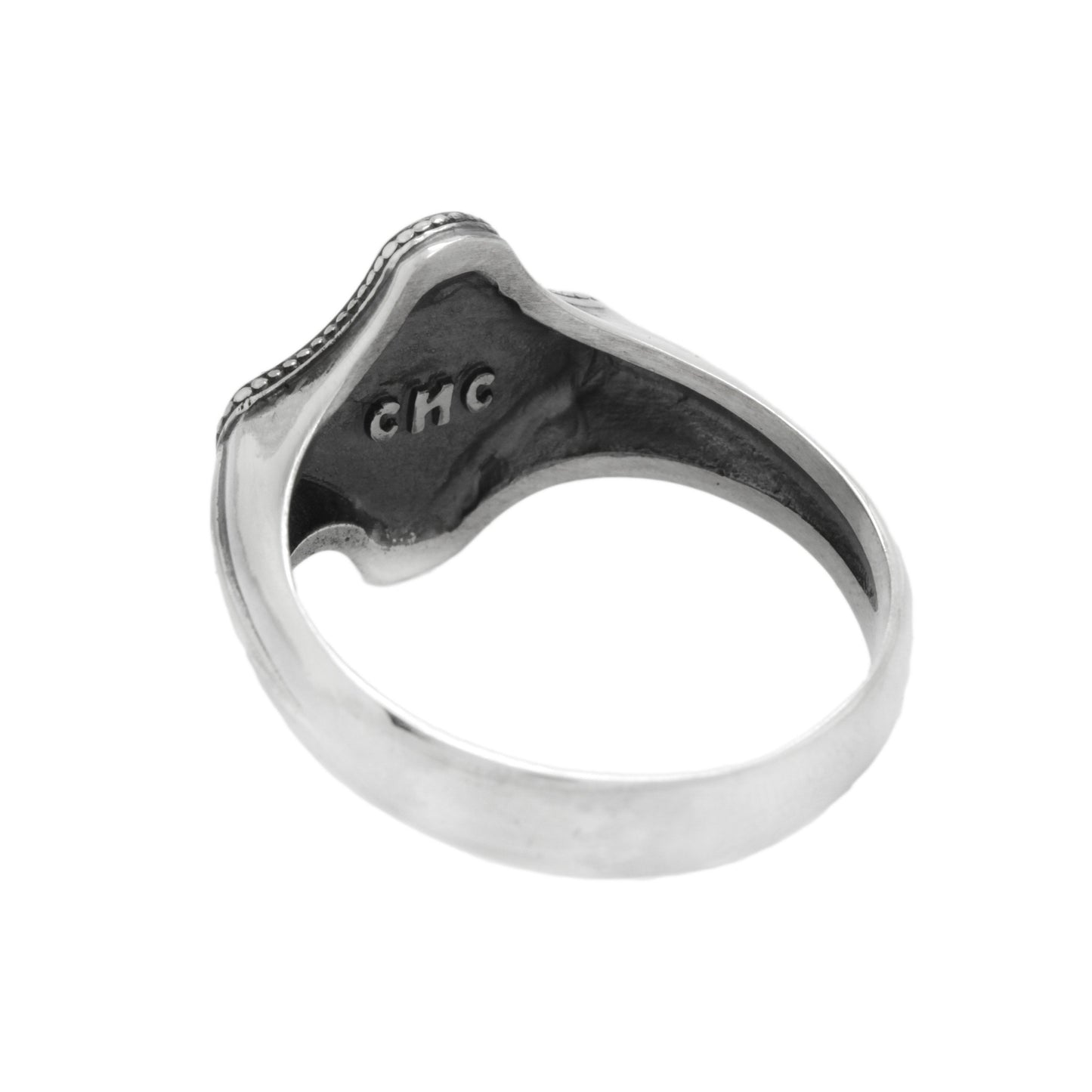 Clover Christian Cross Unisex Ring Silver 925 with Black Enamel