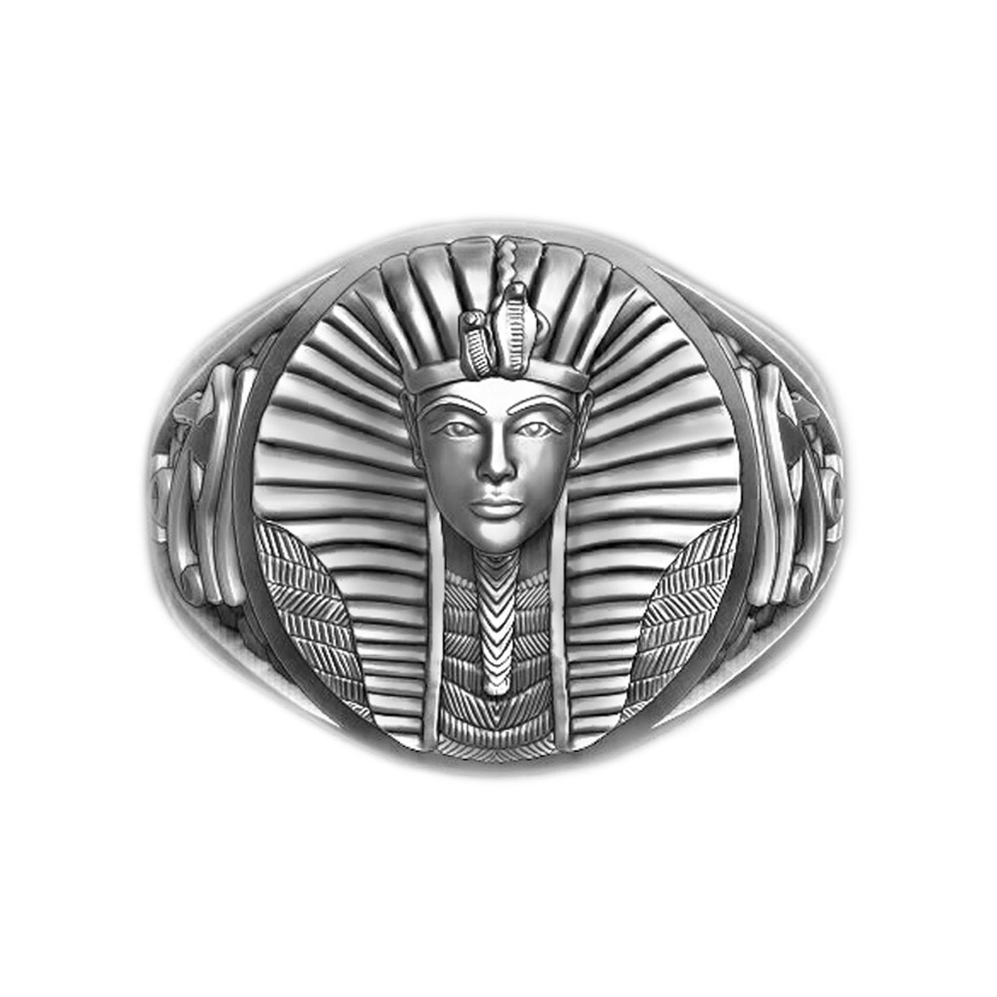 Tutanchamun Pharao, Altes Ägypten, Damenring mit runder Oberseite, Sterlingsilber 925