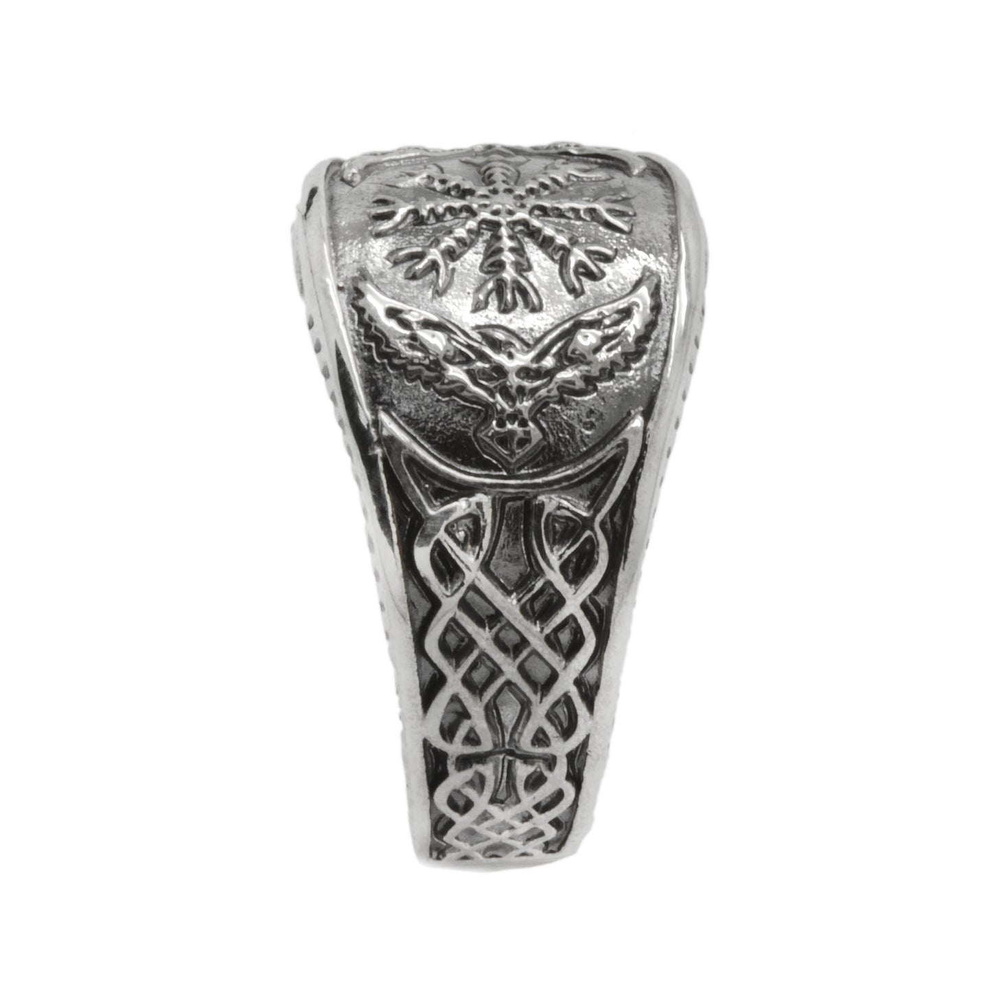 Helm of Awe, Vegvisir, Runic Circle, Runic Compass, Sterling Silver Mens Ring