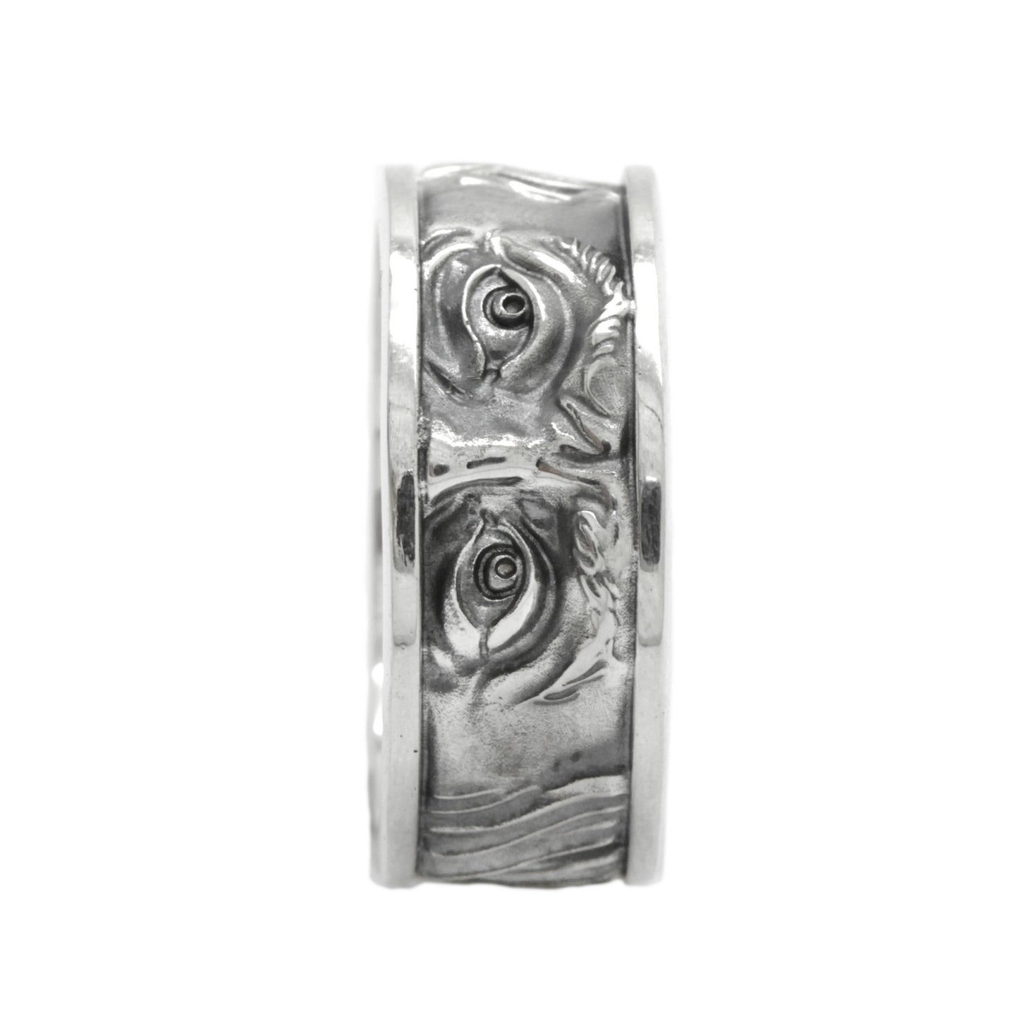 Time is Money Benjamin Franklin Eyes Sterling Silver Band Ring