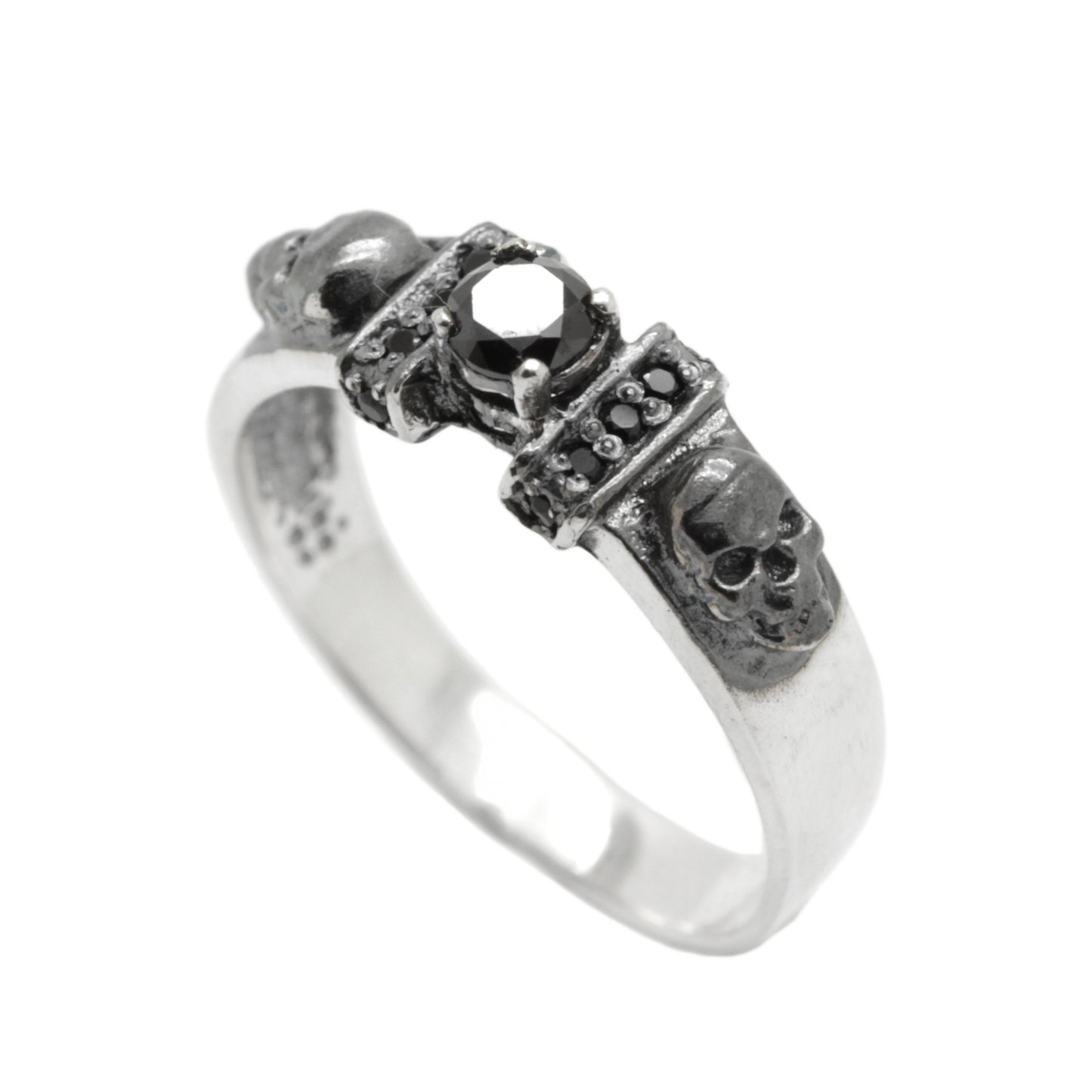 Sterling Silver Dark Gothic Skull Engagement Ring, Skull Wedding ring, Skeleton Simple Ring