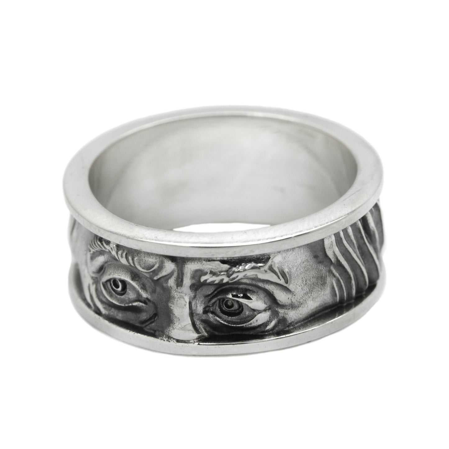 Time is Money Benjamin Franklin Eyes Sterling Silver Band Ring