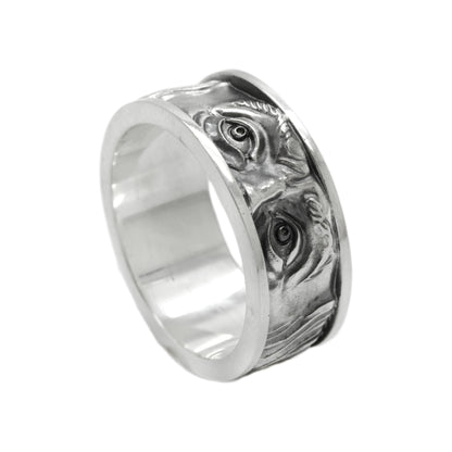 Time is Money Benjamin Franklin Eyes Sterling Silver Band Ring