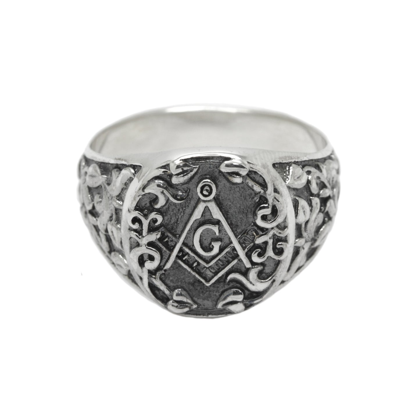 Svobodné zednářství Square and Compass, Sterling Silver Mens Ring Signet