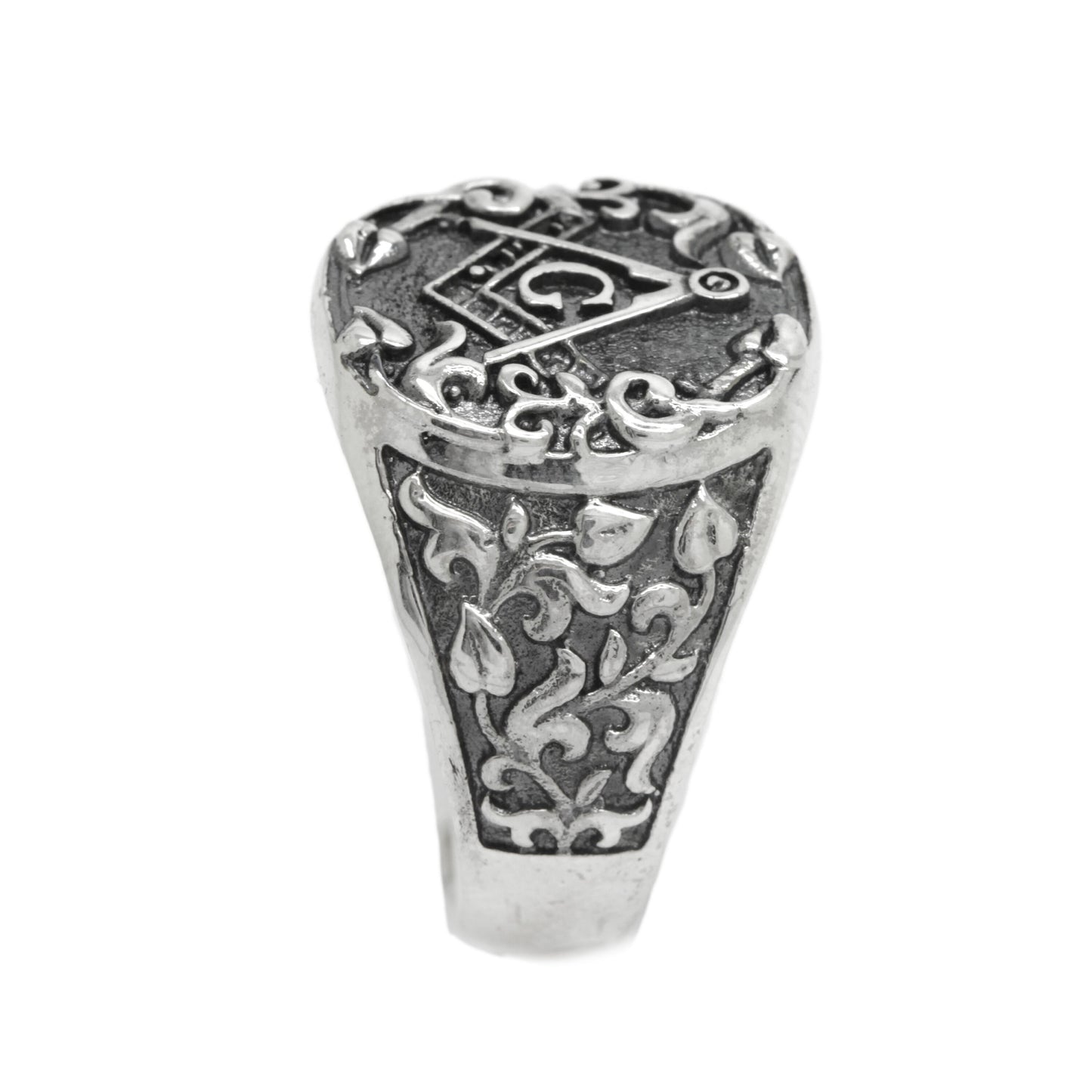 Freemasonry Square and Compass, Sterling Silver Mens Ring Signet