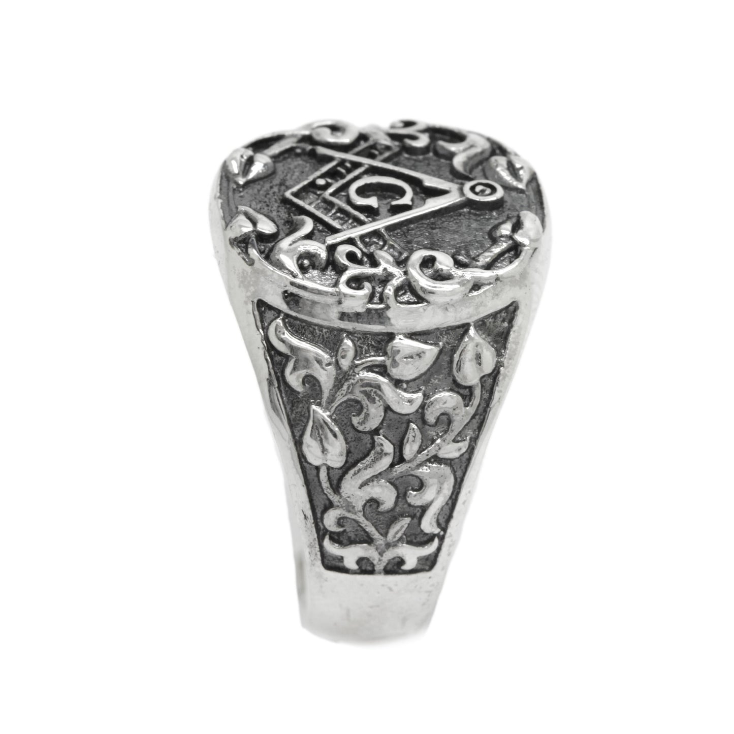 Svobodné zednářství Square and Compass, Sterling Silver Mens Ring Signet