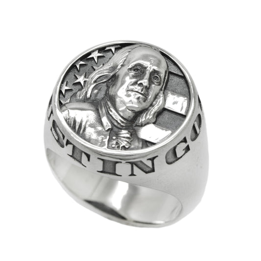 Benjamin Franklin Herren-Ring aus Sterlingsilber, Siegel