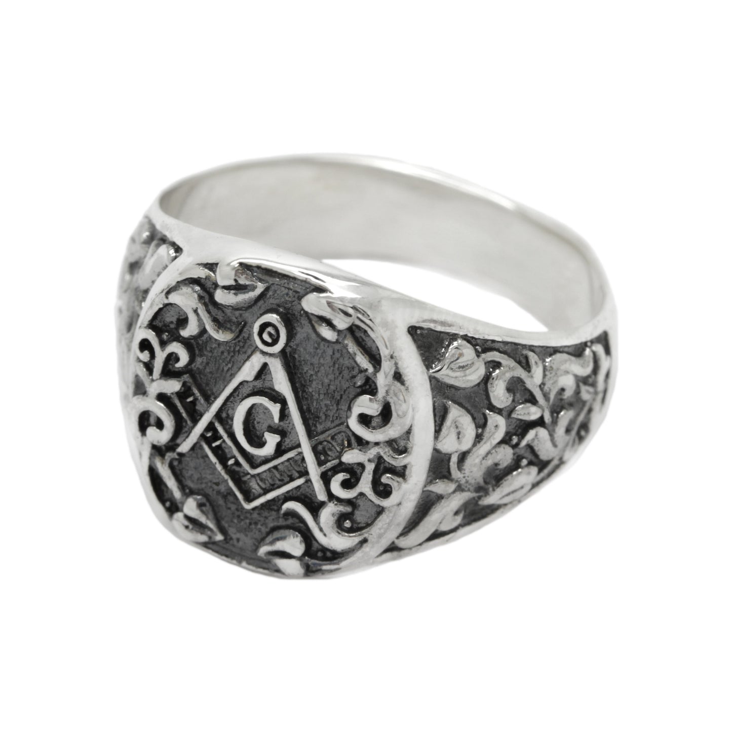 Freemasonry Square and Compass, Sterling Silver Mens Ring Signet