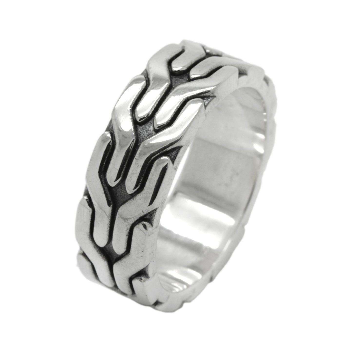 Tire Ornament Biker Truck Driver Band Mens Sterling Silver Ring