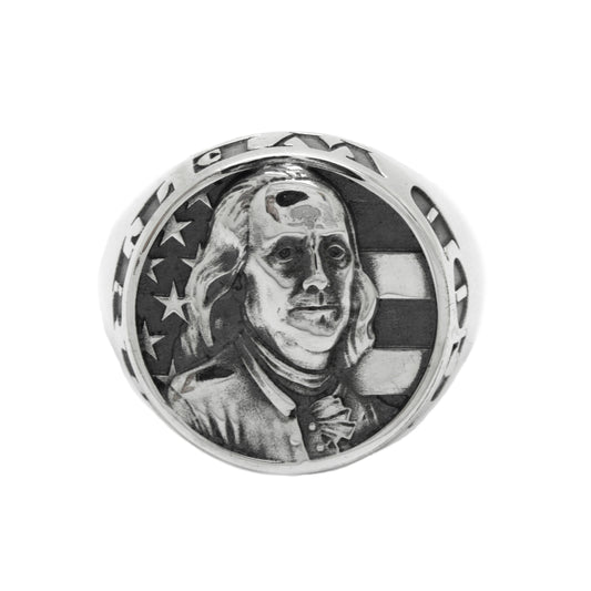 Benjamin Franklin Mens Sterling Silver Ring Signet