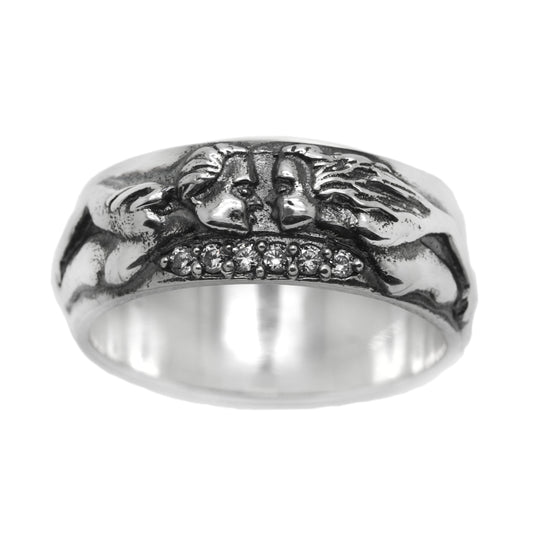 Romeo and Juliet Sterling Silver Dark Style Engagement Band Ring