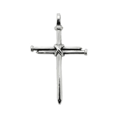 Gekreuzte Nägel Christlicher Anhänger aus Sterlingsilber, Herrenanhänger Kreuz