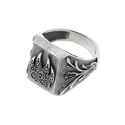 Wikinger Wolf Ring, Wolf Pfote, Wolf Ring Herren, Sterling Silber 925 Ring Signet