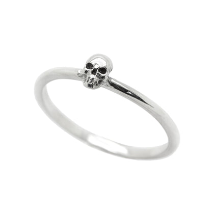 Small Skull Engagement Simple Ring, Gothic Wedding ring, Skeleton Sterling Silver Ring