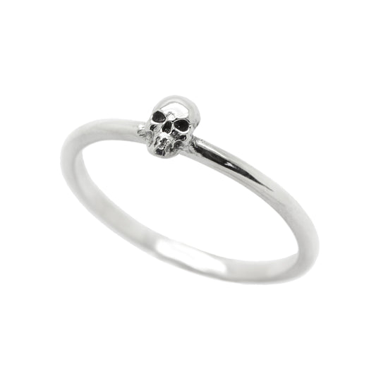 Malý zásnubní jednoduchý prsten s lebkou, gotický snubní prsten, stříbrný prsten s kostrou