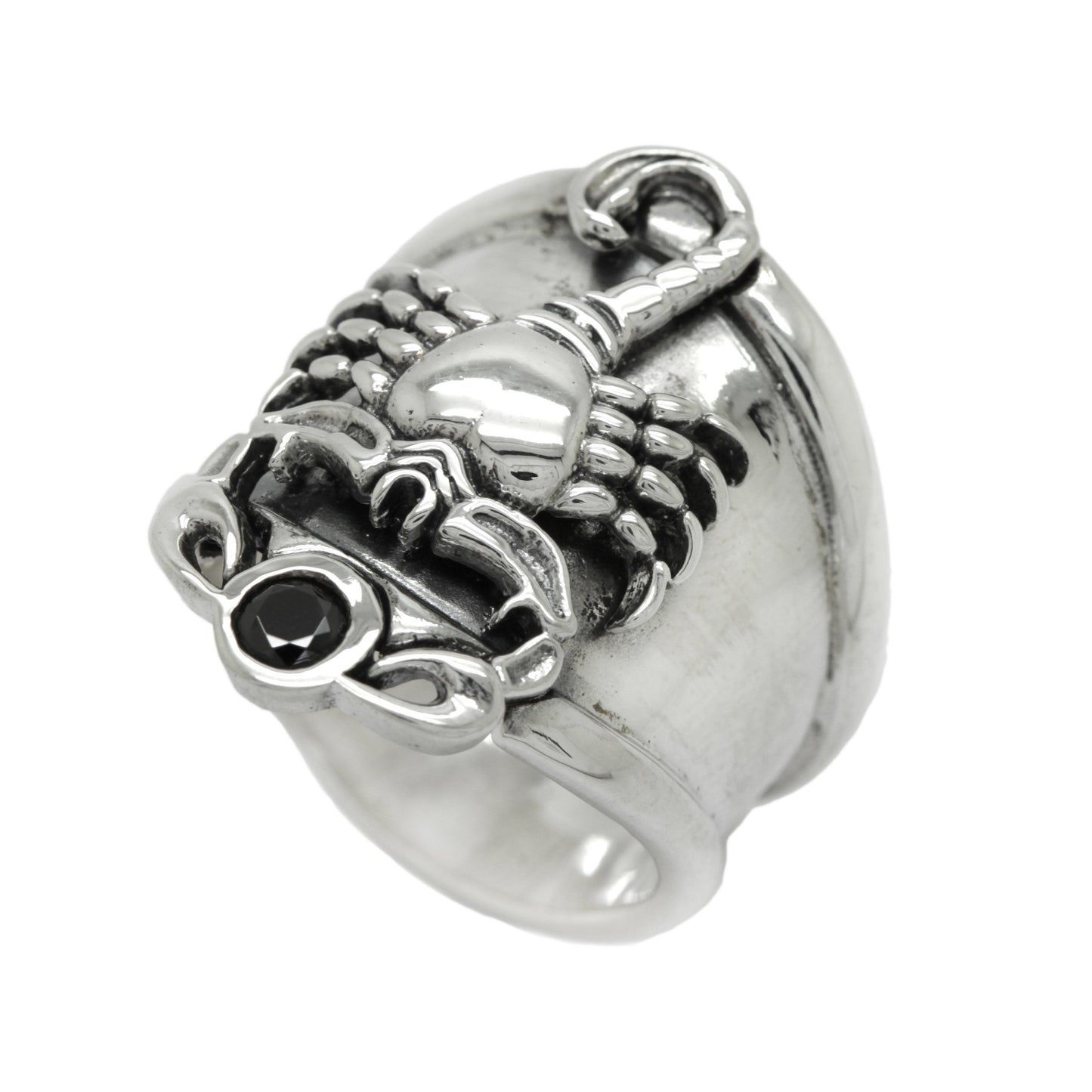 Unisex-Ring Skorpion Sternbild Sternzeichen mit schwarzem Zirkon Sterlingsilber 925