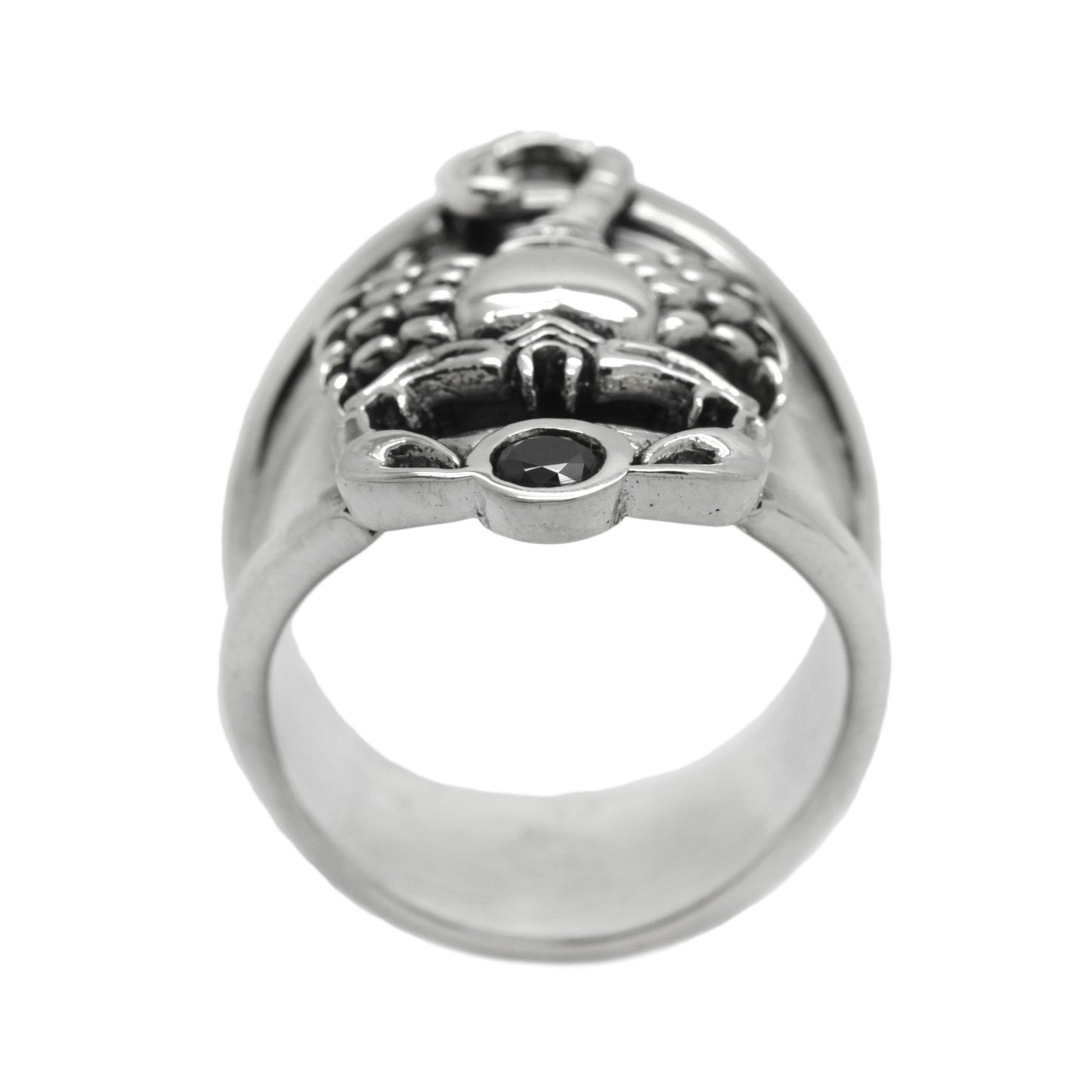 Scorpio Constellation Zodiac Unisex Ring with Black Zircon Sterling Silver 925