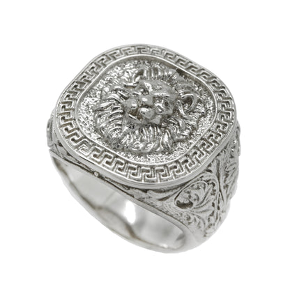 Greek Style Lion, Men Ring Sterling Silver