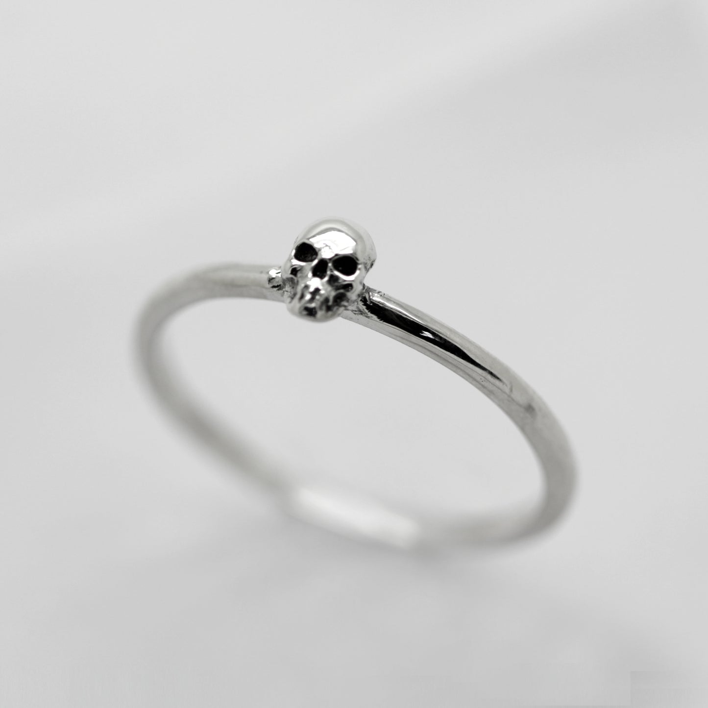 Small Skull Engagement Simple Ring, Gothic Wedding ring, Skeleton Sterling Silver Ring