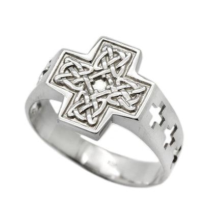 Celtic Cross Ornament Men Ring Sterling Silver Signet Dave Gahan Depeche Mode Ring Indigo Jewelry