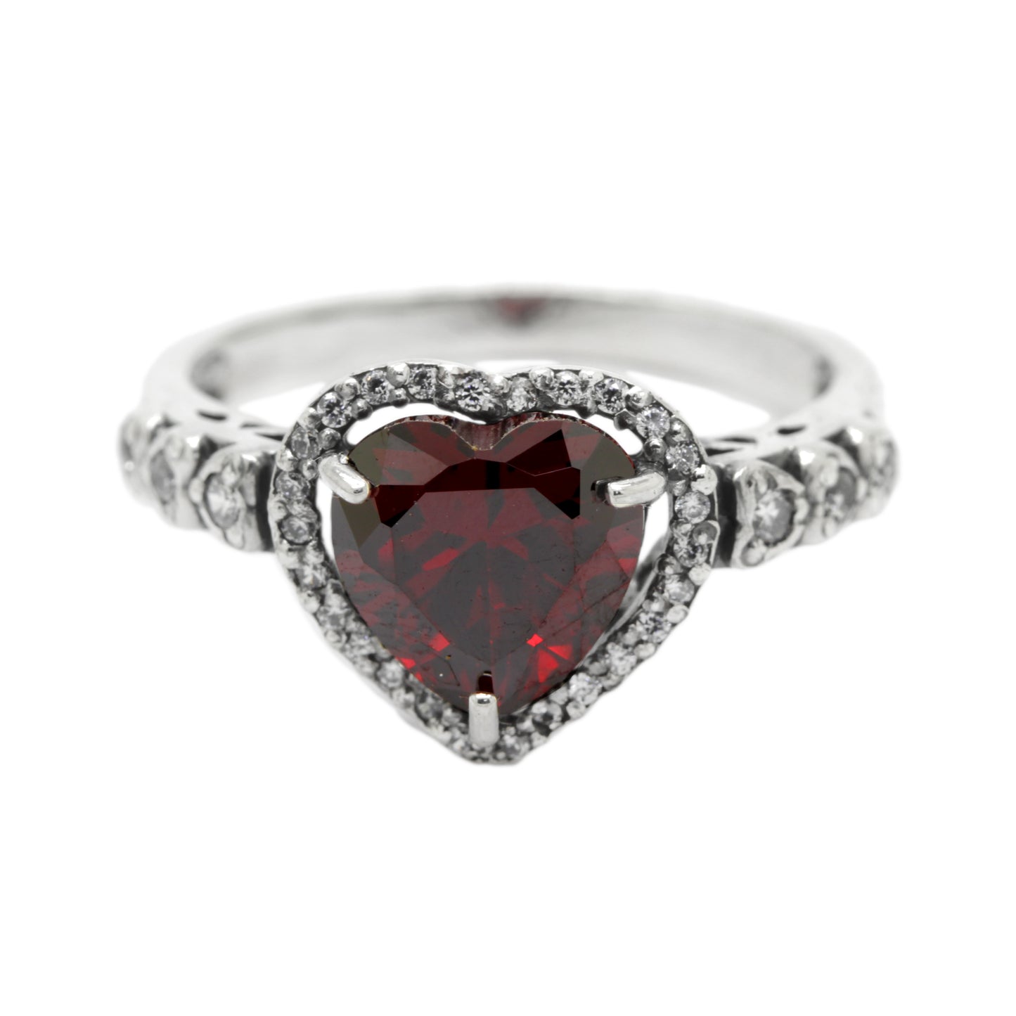 Classic Beautiful Garnet Zircon Color Heart Cut Gemstone, Sterling Silver Women Ring