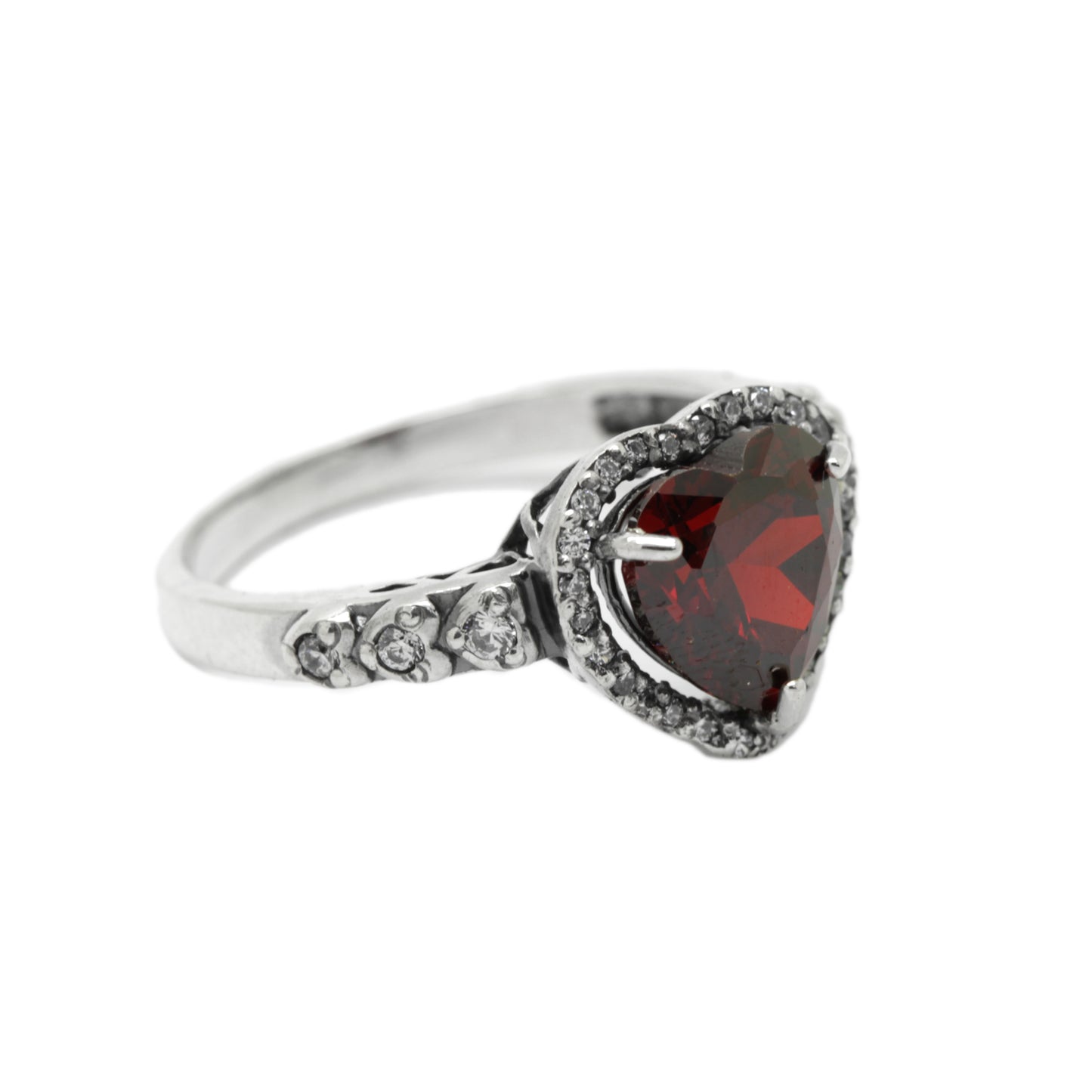 Classic Beautiful Garnet Zircon Color Heart Cut Gemstone, Sterling Silver Women Ring